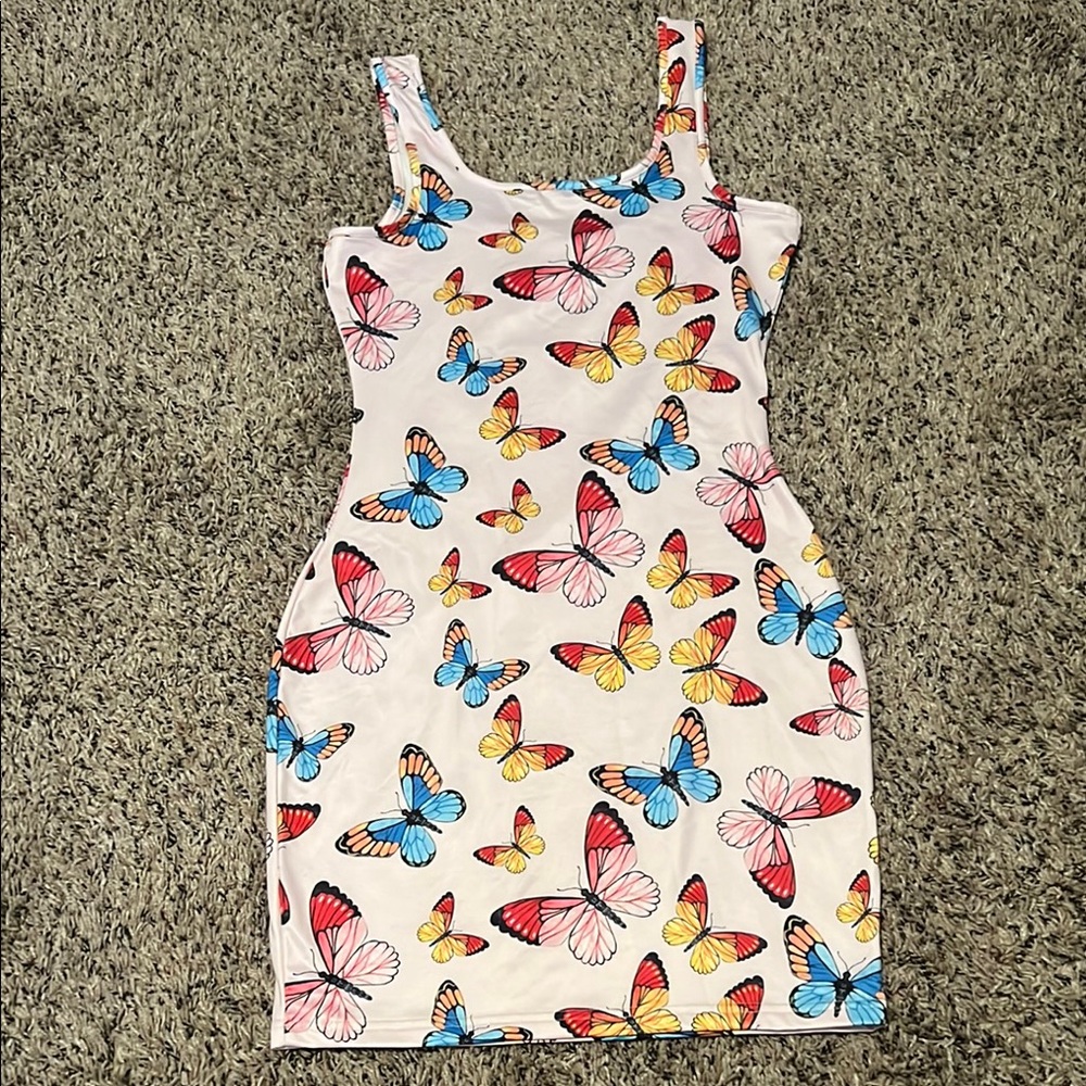 Colorful Butterfly Print Dress